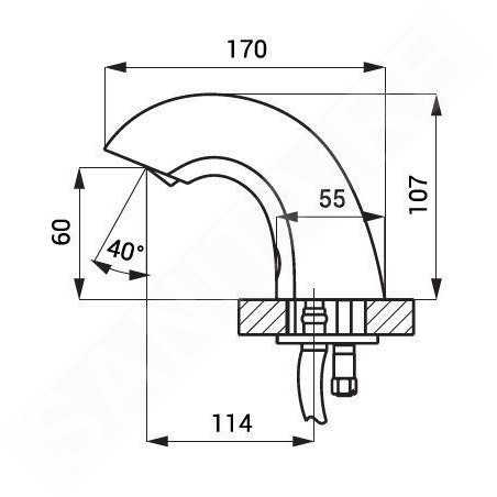 Sanela Robinet infrarouge - Mitigeur de lavabo automatique, alimentation depuis pile de 6V, inox SLU 51B