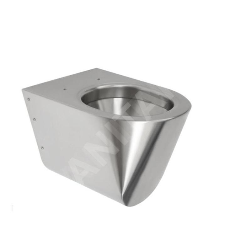 Sanela WC en inox - Cuvette de toilette suspendue, anti-vandalisme, inox SLWN 04