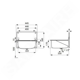 Sanela Vidoirs en inox - Vidoir suspendu 440x330 mm, inox SLVN 01