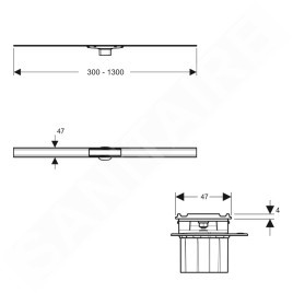 Geberit CleanLine - Conduit de douche en inox, 60, 300-1300 mm, pour carrelage fin 154.459.00.1