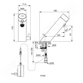 Ideal Standard SensorFlow - Mitigeur de lavabo à capteur avec mélangeur, alimentation secteur, noir satiné A7558XG
