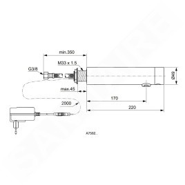 Ideal Standard SensorFlow - Mitigeur de lavabo à capteur sans mélangeur, alimentation secteur, noir satiné A7562XG