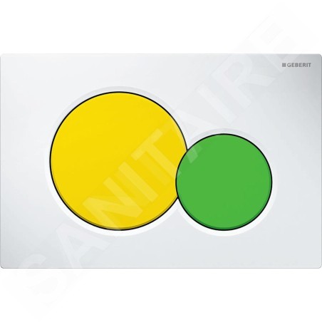 Geberit Sigma01 - Plaque de déclenchement, blanc/jaune/vert 115.770.LA.5