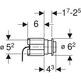 Geberit Systèmes de chasse d’eau - Commande de chasse d'eau, pneumatique, 1 quantité de chasse, avec contre-écrou, encastré,