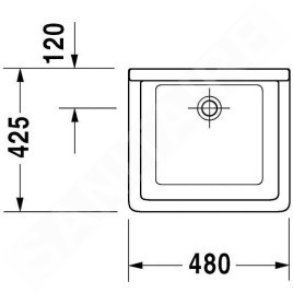 Duravit Starck 3 - Déversoir 480x425 mm, sans trou pour robinetterie, avec WonderGliss, blanc 03134800001
