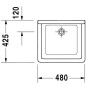 Duravit Starck 3 - Déversoir 480x425 mm, sans trou pour robinetterie, avec WonderGliss, blanc 03134800001
