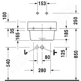 Duravit Starck 3 - Déversoir 480x425 mm, sans trou pour robinetterie, avec WonderGliss, blanc 03134800001