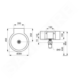 Sanela Lavabos en inox - Lavabo sans trop-plein, inox SLUN 17