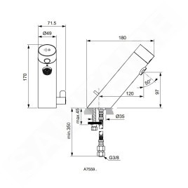 Ideal Standard SensorFlow - Mitigeur de lavabo à capteur avec mélangeur, alimentation depuis pile, chrome A7559AA