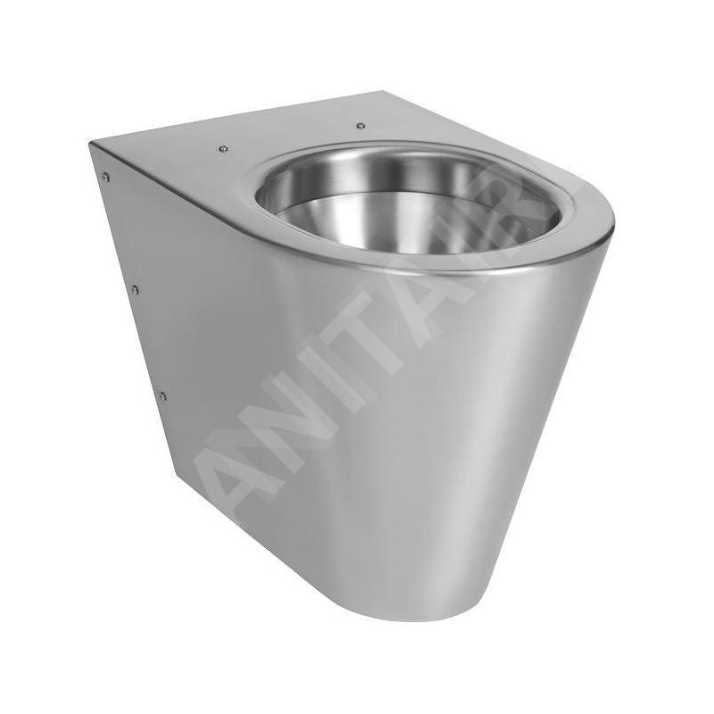 Sanela WC en inox - Cuvette de toilette sur pied, anti-vandalisme, inox SLWN 03