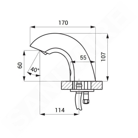 Sanela Robinet infrarouge - Mitigeur de lavabo automatique avec électronique ALS, alimentation réseau, inox SLU 45MD