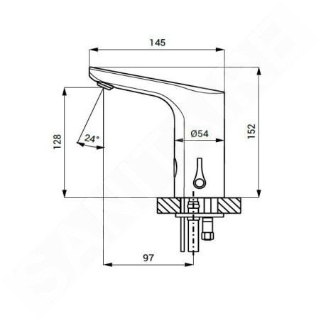 Sanela Robinet infrarouge - Mitigeur automatique de lavabo, alimentation 230 V CA/24V CC, inox SLU 76