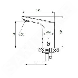 Sanela Robinet infrarouge - Mitigeur de lavabo automatique, alimentation depuis pile de 6V, inox SLU 76B