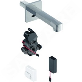 Geberit Brenta - Mitigeur de lavabo électronique Brenta encastré, sans mélangeur, longueur : 170 mm, alimentation par le pile,