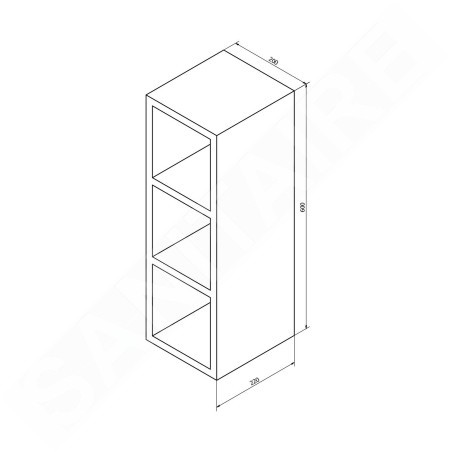 Sapho Espace - Armoire à étagères ouverte 200x600x220 mm, pin rustique ESC140-1616