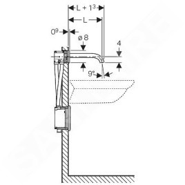 Geberit Piave - Mitigeur de lavabo électronique Plave encastré, sans mélangeur, longueur : 220 mm, alimentation par le