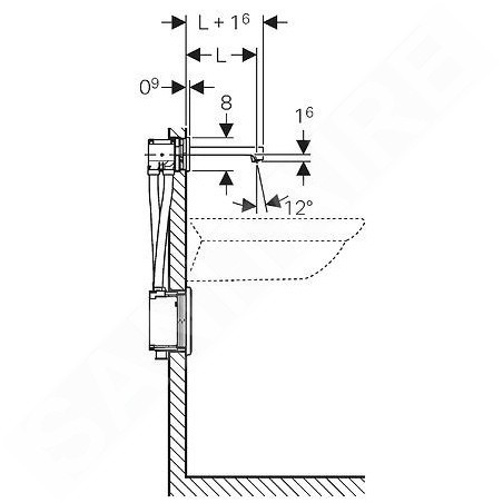 Geberit Brenta - Mitigeur de lavabo électronique Brenta encastré, avec mélangeur, longueur : 170 mm, alimentation par le