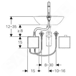 Geberit Piave - Mitigeur de lavabo électronique, avec mélangeur, alimentation par le pile, chrome 116.164.21.1