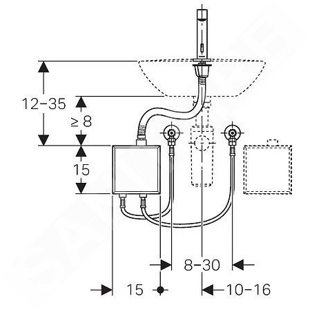 Geberit Brenta - Mitigeur de lavabo électronique, avec mélangeur, alimentation par le pile, chrome 116.174.21.1