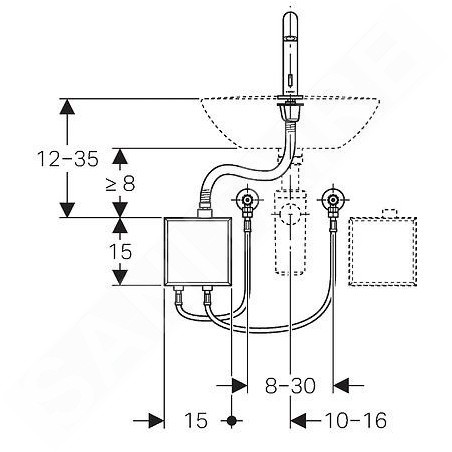 Geberit Piave - Mitigeur de lavabo électronique, sans mélangeur, alimentation par le générateur, chrome 116.165.21.1