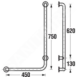 Jika Universum - Poignée de douche 750x450 mm, à droite, inox H3897220030001
