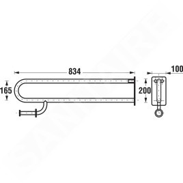 Jika Universum - Poignée rabattable avec porte-papier toilette, 834 mm, inox H3897160030001