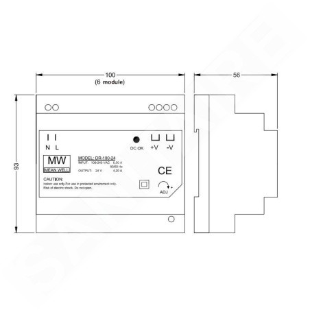 Sanela Sources d’alimentation - Le rail d'alimentation, 85-240V AC / DC 24V, 100W SLZ 04X