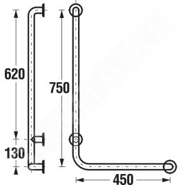 Jika Universum - Barre d’appui pour la douche, 750x450 mm, à gauche, blanc H3897120000001