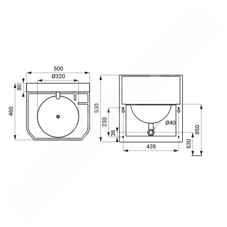 Sanela Lavabos en inox - Lavabo suspendu en inox avec appareil ALS, 24V, pour arrivée d'eau froide et chaude, 24V SLUN 72E