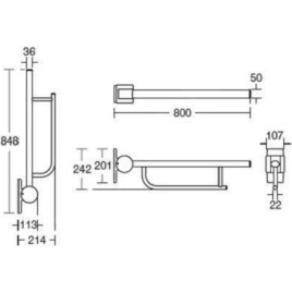 Ideal Standard Contour 21 - Barre d’appui à rabattement, blanc S6360AC