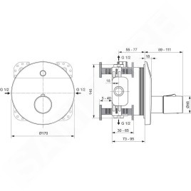 Ideal Standard CeraPlus - Mitigeur de douche à capteur pour montage encastré, contrôle de la température sur le corps du