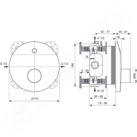 Ideal Standard CeraPlus - Mitigeur de douche à capteur pour montage encastré, contrôle de la température à l'aide d'un outil