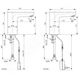 Ideal Standard CeraPlus - Mitigeur de lavabo à capteur, alimentation 230 V, chrome A6146AA
