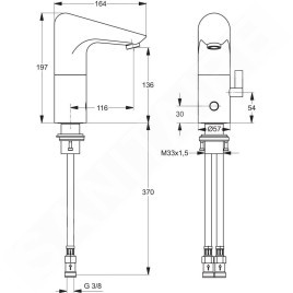 Ideal Standard CeraPlus - Mitigeur de lavabo sans régulation de température pour piles de 6 V, chrome A4151AA