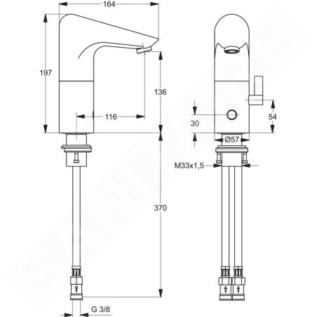 Ideal Standard CeraPlus - Mitigeur de lavabo sans régulation de température pour piles de 6 V, chrome A4151AA
