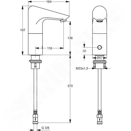 Ideal Standard CeraPlus - Mitigeur de lavabo sans régulation de température pour raccordement au réseau de 230 V, chrome