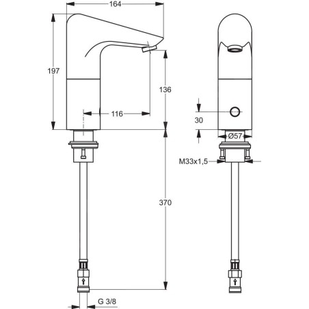 Ideal Standard CeraPlus - Mitigeur de lavabo à capteur pour raccordement au réseau 230 V, chrome A4154AA