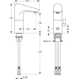 Ideal Standard CeraPlus - Mitigeur de lavabo à capteur alimentation par piles de 6 V, chrome A4152AA