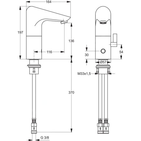 Ideal Standard CeraPlus - Mitigeur de lavabo à capteur alimentation par piles de 6 V, chrome A4152AA