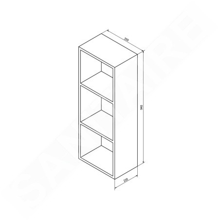 Sapho Espace - Armoire à étagères ouverte 350x940x220 mm, pin rustique ESC170-1616