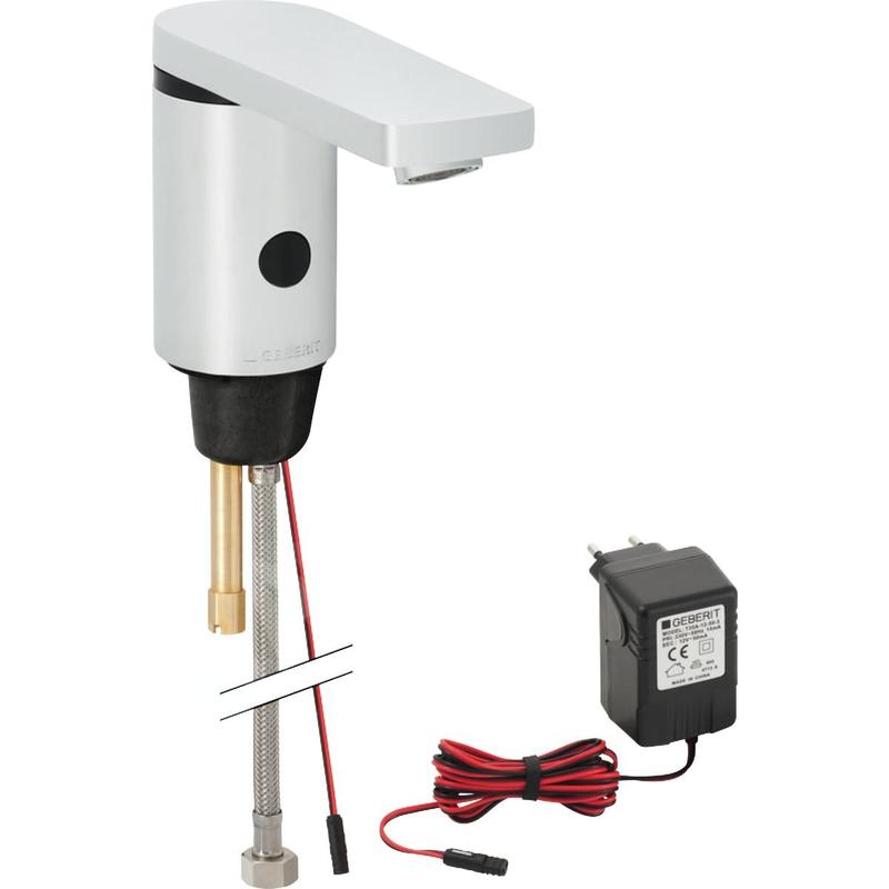 Geberit Public - Robinetterie de lavabo électronique, sans mitigeur, alimentation sur secteur, chrome brillant 116.136.21.1 Geberit Public - Robinetterie de lavabo électronique, sans mitigeur, alimentation sur secteur, chrome brillant 116.136.21.1