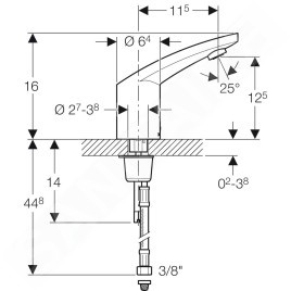 Geberit Public - Robinetterie de lavabo électronique, sans mitigeur, alimentation sur secteur, chrome brillant 116.135.21.1