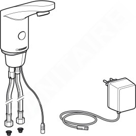 Geberit Public - Robinet de lavabo électronique, avec mitigeur, alimentation réseau, chrome brillant 116.145.21.1