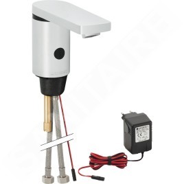 Geberit Public - Robinet de lavabo électronique, avec mitigeur, alimentation réseau, chrome brillant 116.146.21.1