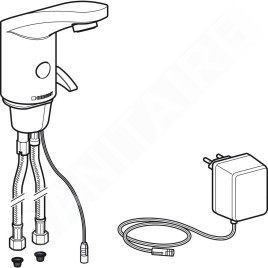 Geberit Public - Robinet de lavabo électronique, avec mitigeur et inverseur, alimentation réseau, chrome brillant 116.155.21.1