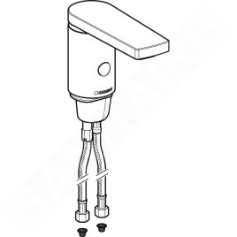 Geberit Public - Robinet de lavabo électronique, avec mitigeur, alimentation par pile, chrome brillant 116.246.21.1