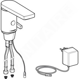 Geberit Public - Robinet de lavabo électronique, avec mitigeur et inverseur, alimentation réseau, chrome brillant 116.156.21.1
