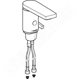 Geberit Public - Robinet de lavabo électronique, avec mitigeur et inverseur alimentation par pile, chrome brillant 116.256.21.1