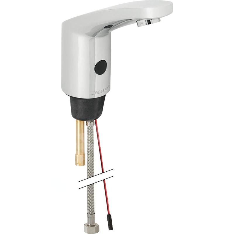 Geberit Public - Robinet de lavabo électronique, sans mitigeur, sans alimentation sur secteur, chrome brillant 116.435.21.1