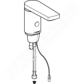 Geberit Public - Robinet de lavabo électronique, sans mitigeur, sans alimentation sur secteur, chrome brillant 116.436.21.1